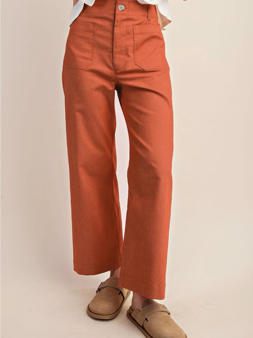 Miduo Women’s High Waisted Cropped Pants in Rust — Size 31